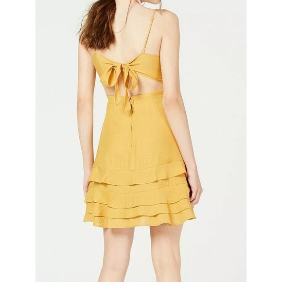 City Studio Yellow  Sheath Tied-Back Ruffled Hem - Picture 2 of 3
